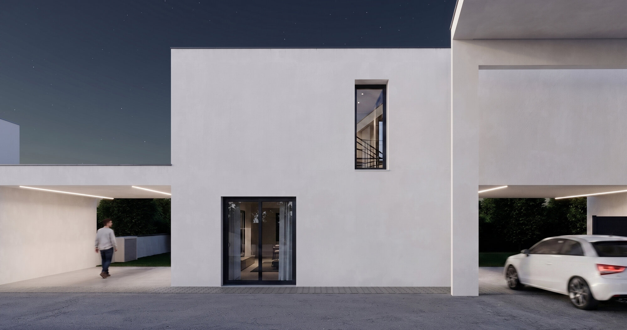 Rendering notturno di uno dei progetti in portfolio